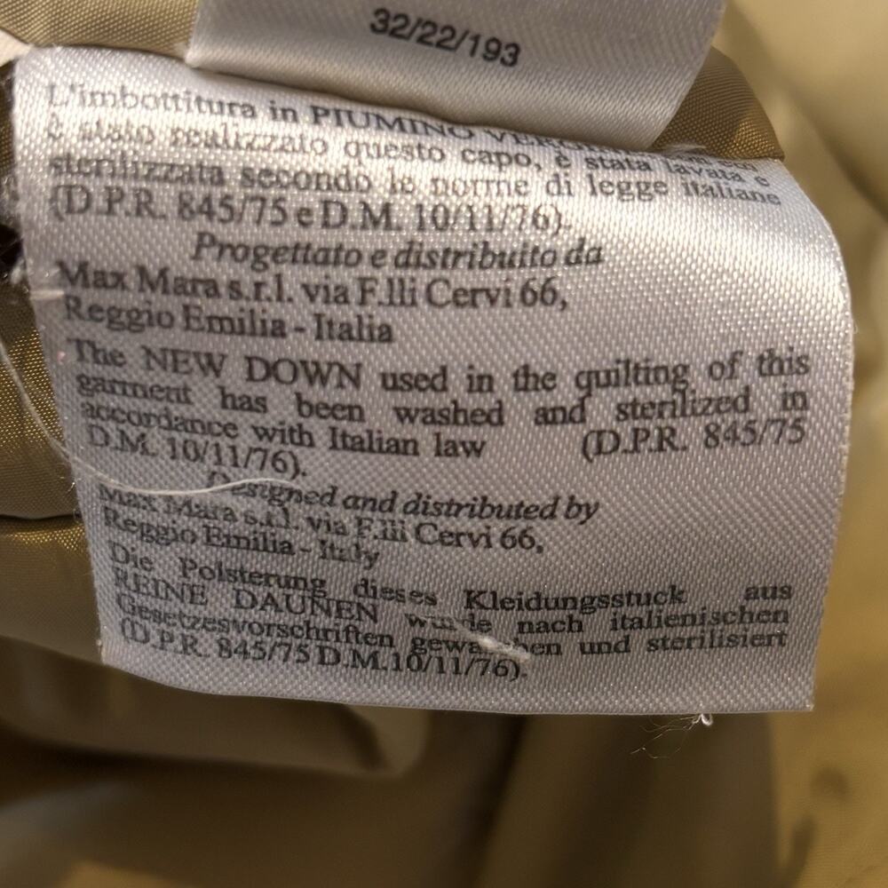 Max Mara Weekend Reversible Long Down Puffer Coat Tan & Mocha Brown Women's 10 - Picture 9 of 11